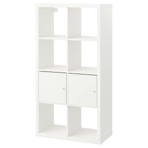 IKEA KALLAX shelf unit with doors, 30 3/8x57 7/8 in White, Ikea Outlet | 0196NLJAM
