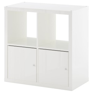 IKEA KALLAX shelf unit with doors, high-gloss, 30 3/8x30 3/8 in White, Ikea Outlet | 2960GTXRQ