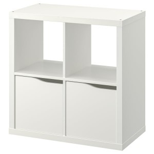 IKEA KALLAX shelving unit, with 2 doors with 2 shelf inserts/wave shaped white, 30 3/8x30 3/8 in, Ikea Outlet | 1856HEIYV
