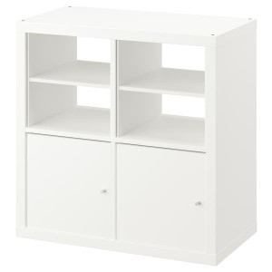 IKEA KALLAX shelving unit, with 2 doors/with 2 shelf inserts white, 30 3/8x30 3/8 in, Ikea Outlet | 2140QNDKO