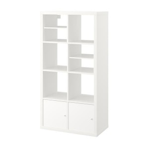 IKEA KALLAX shelving unit, with 2 doors/with 2 shelf inserts, 57 7/8x30 3/8 in White, Ikea Outlet | 2670DSZCR