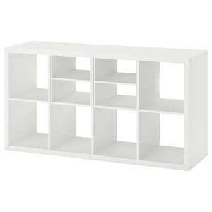 IKEA KALLAX shelving unit, with 2 shelf inserts, 57 7/8x30 3/8 in White, Ikea Outlet | 6374MNOZW