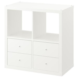 IKEA KALLAX shelving unit, with 4 drawers, 30 3/8x30 3/8 in White, Ikea Outlet | 8271NLGSM