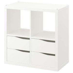 IKEA KALLAX shelving unit, with 4 drawers wave shaped, 30 3/8x30 3/8 in White, Ikea Outlet | 1095JSTLX