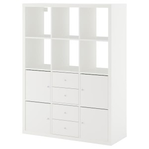 IKEA KALLAX shelving unit with 6 inserts, 44 1/8x57 7/8 in White, Ikea Outlet | 8475QVGKT
