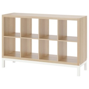 IKEA KALLAX shelving unit with underframe, 57 7/8x37 in White Stained Oak Effect / White, Ikea Outlet | 6190JRBQD