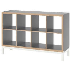 IKEA KALLAX shelving unit with underframe, gray wood effect, 57 7/8x37 in White, Ikea Outlet | 4680FITVS