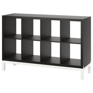 IKEA KALLAX shelving unit with underframe, 57 7/8x37 in Black / Brown / White, Ikea Outlet | 1503RZWNA