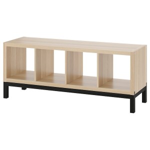 IKEA KALLAX shelving unit with underframe, 57 7/8x23 1/4 in White Stained Oak Effect / Black, Ikea Outlet | 3741TNUSK