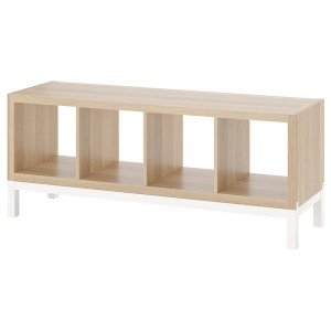 IKEA KALLAX shelving unit with underframe, 57 7/8x23 1/4 in White Stained Oak Effect / White, Ikea Outlet | 0718UYZWH