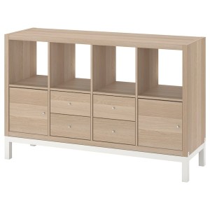 IKEA KALLAX shelving unit with underframe, with 2 doors/4 drawers, 57 7/8x37 in White Stained Oak Effect, Ikea Outlet | 5132EKHWS