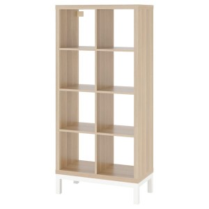 IKEA KALLAX shelving unit with underframe, 30 3/8x64 5/8 in White Stained Oak Effect / White, Ikea Outlet | 0489VSAXR