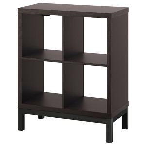 IKEA KALLAX shelving unit with underframe, 30 3/8x37 in Black / Brown / Black, Ikea Outlet | 2764DQPRB