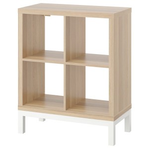 IKEA KALLAX shelving unit with underframe, 30 3/8x37 in White Stained Oak Effect / White, Ikea Outlet | 7295NERVB