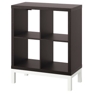 IKEA KALLAX shelving unit with underframe, 30 3/8x37 in Black / Brown / White, Ikea Outlet | 3125UYKTI