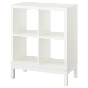 IKEA KALLAX shelving unit with underframe, high-gloss, 30 3/8x37 in White / White, Ikea Outlet | 9852YDPOU