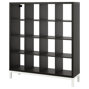 IKEA KALLAX shelving unit with underframe, 57 7/8x64 5/8 in Black / Brown / White, Ikea Outlet | 7413XGKZA