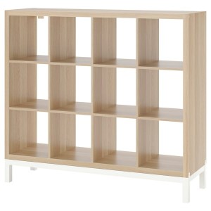 IKEA KALLAX shelving unit with underframe, 57 7/8x50 3/4 in White Stained Oak Effect / White, Ikea Outlet | 3109FTXIZ