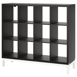 IKEA KALLAX shelving unit with underframe, 57 7/8x50 3/4 in Black / Brown / White, Ikea Outlet | 4568YNHBX