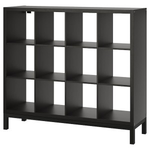 IKEA KALLAX shelving unit with underframe, 57 7/8x50 3/4 in Black / Brown / Black, Ikea Outlet | 4769FRUXS