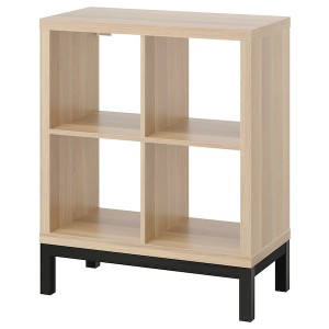IKEA KALLAX shelving unit with underframe, 30 3/8x37 in White Stained Oak Effect / Black, Ikea Outlet | 1084EWBHU