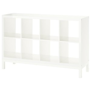 IKEA KALLAX shelving unit with underframe, high-gloss, 57 7/8x37 in White / White, Ikea Outlet | 1062CTLBA