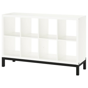 IKEA KALLAX shelving unit with underframe, 57 7/8x37 in White / Black, Ikea Outlet | 6158ANXBI