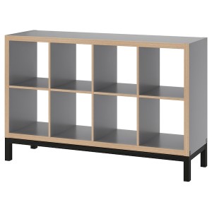 IKEA KALLAX shelving unit with underframe, gray wood effect, 57 7/8x37 in Black, Ikea Outlet | 5786CPWNT