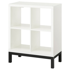 IKEA KALLAX shelving unit with underframe, high-gloss, 30 3/8x37 in White / Black, Ikea Outlet | 8637FHGSM
