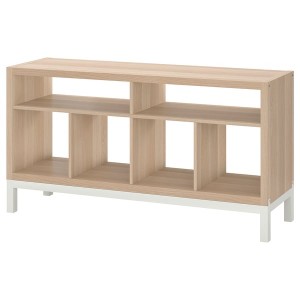 IKEA KALLAX tv bench with underframe, 57 7/8x15 3/8x30 3/4 in White Stained Oak Effect, Ikea Outlet | 8463DIQUA