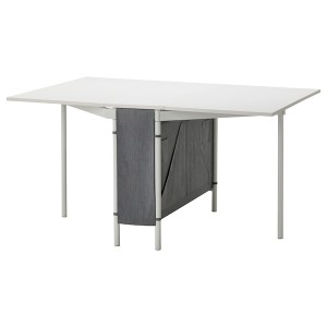 IKEA KALLHÄLL gateleg table with storage, white/light gray, 13/35/57 1/8x38 5/8 in, Ikea Outlet | 1496GQKNT