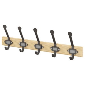 IKEA KARTOTEK rack with 5 hooks, pine/gray, Ikea Outlet | 2786SGNOI
