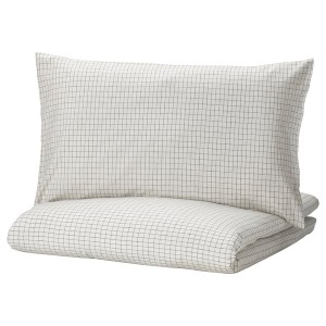 IKEA ÅKERFIBBLA duvet cover and pillowcase(s), Twin White Black, Ikea Outlet | 4576EVFQD