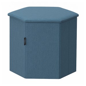 IKEA KJUGE ottoman with storage Knisa Medium Blue, Ikea Outlet | 0468BEVLU