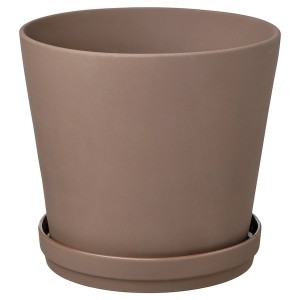 IKEA KLARBÄR plant pot with saucer, indoor/outdoor brown, 9 ½ in, Ikea Outlet | 1520KVLEN