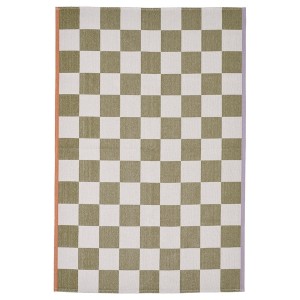 IKEA KLASSRUM rug, white/green, 4'4 inx6'5 in White / Green, Ikea Outlet | 4726DFNLH