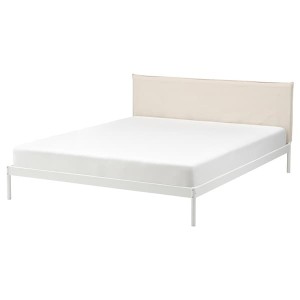 IKEA KLEPPSTAD bed frame, Queen White / Vissle Beige, Ikea Outlet | 1956KQJSA