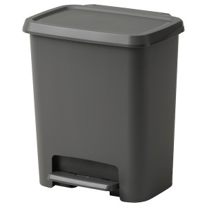 IKEA KNÖCKLA step trash can, dark gray, 7 gallon, Ikea Outlet | 1732DRYHM