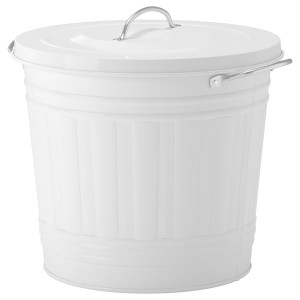 IKEA KNODD bin with lid, white, 4 gallon, Ikea Outlet | 4025ULGSV