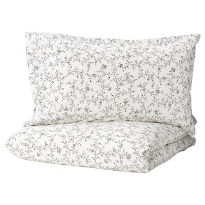 IKEA KOPPARRANKA duvet cover and pillowcase(s), King White / Dark Gray, Ikea Outlet | 9210GHAUE