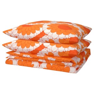 IKEA KRANSMALVA duvet cover and pillowcase(s), Full/Queen (Double/Queen) Orange, Ikea Outlet | 2816NZQHG