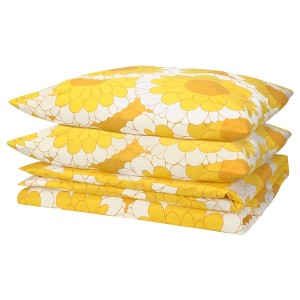 IKEA KRANSMALVA duvet cover and pillowcase(s), Full/Queen (Double/Queen) Yellow, Ikea Outlet | 9816ADYEH