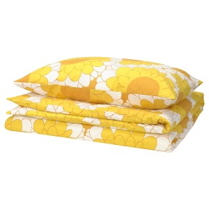 IKEA KRANSMALVA duvet cover and pillowcase(s), Twin Yellow, Ikea Outlet | 2704MCKIB