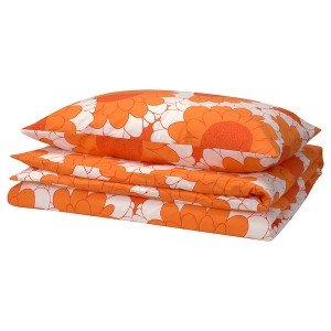 IKEA KRANSMALVA duvet cover and pillowcase(s), Twin Orange, Ikea Outlet | 1834BOKNZ