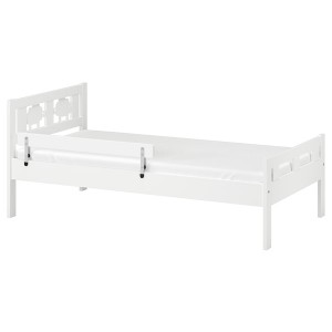 IKEA KRITTER bed frame with slatted bed base, 27 1/2x63 in White, Ikea Outlet | 3186MWDCV