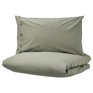 IKEA KRÅKRISMOTT duvet cover and pillowcase(s), Twin Light Green, Ikea Outlet | 6318OIHWS