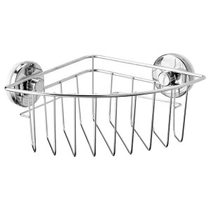 IKEA KROKFJORDEN corner basket with suction cup, zinc plated, 7 ¾x4 ¼ in, Ikea Outlet | 0291HEMKV