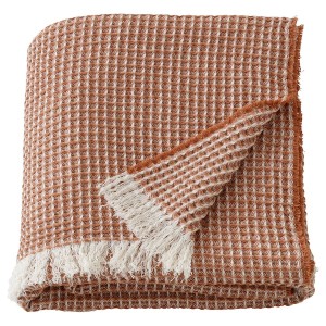 IKEA KÄRRKÄKMAL throw, orange-brown/off-white, 51x67 in, Ikea Outlet | 1742GUTFI