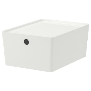 IKEA KUGGIS box with lid, 10 ¼x13 ¾x6 in White, Ikea Outlet | 9632NEMRB
