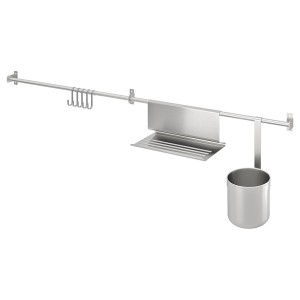 IKEA KUNGSFORS rails w hooks, tblt stand+container, stainless steel, 44 1/8 in, Ikea Outlet | 8605RMPOK